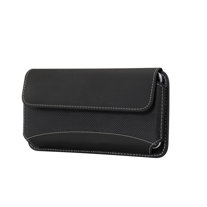 Para iPhone XS Max Men Funda de cuero con riñonera portátil para teléfono móvil de tela Oxford universal / Huawei Mate 20 / Teléfonos inteligentes de 6,3 pulgadas o menos