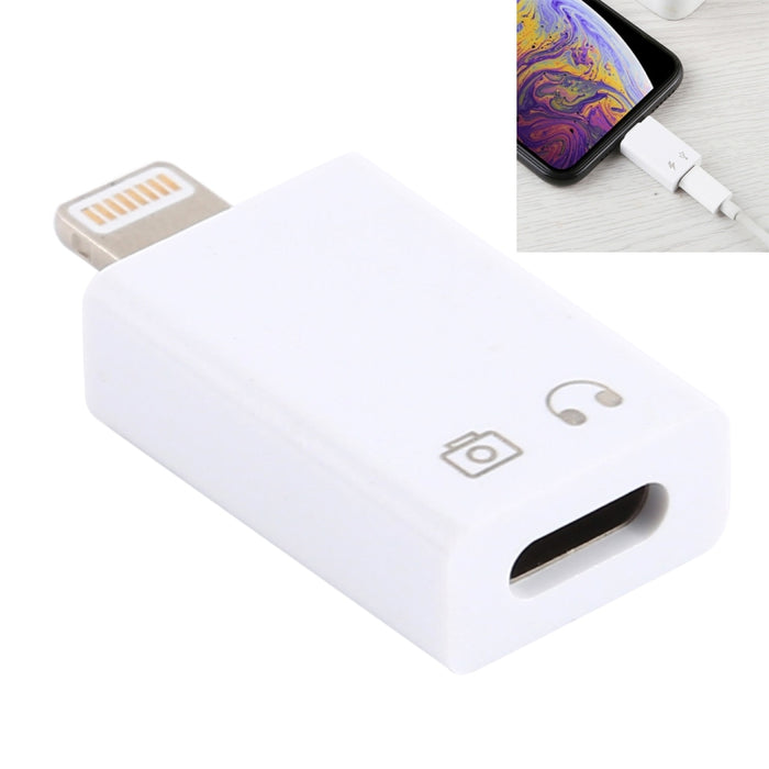 Adaptador de auriculares macho de 8 pines a USB-C/tipo-C hembra para cargar y escuchar canciones, compatible con transmisión de datos y tomar fotografías