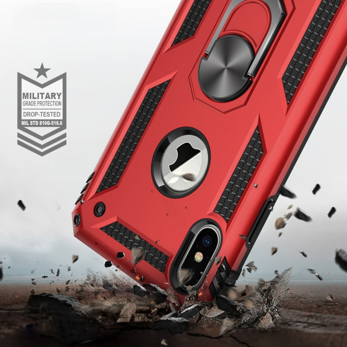 Para iPhone XS Max Armor Funda protectora de TPU + PC a prueba de golpes con soporte de rotación de 360 grados