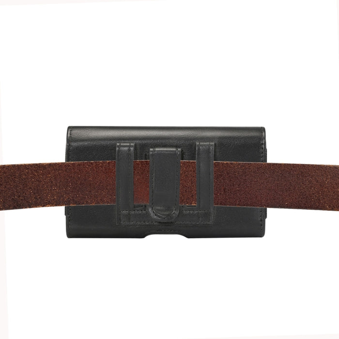 Funda de cuero con banda elástica de piel de cordero para hombre de 5,7 a 6,0 pulgadas, funda universal de cuero con cintura colgante y ranura para tarjetas, para iPhone XS Max / 8 Plus / 7 Plus / Honor 8X y otros teléfonos móviles de 5,7 a 6,0 pulgadas