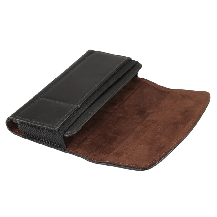 Funda de cuero con banda elástica de piel de cordero para hombre de 5,7 a 6,0 pulgadas, funda universal de cuero con cintura colgante y ranura para tarjetas, para iPhone XS Max / 8 Plus / 7 Plus / Honor 8X y otros teléfonos móviles de 5,7 a 6,0 pulgadas
