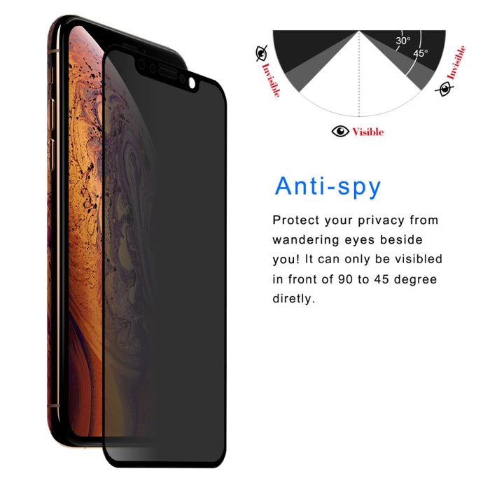 Para iPhone XS Max ENKAY Hat-Prince 0,26 mm 9H 6D Película de vidrio templado de pantalla completa antideslumbrante de privacidad