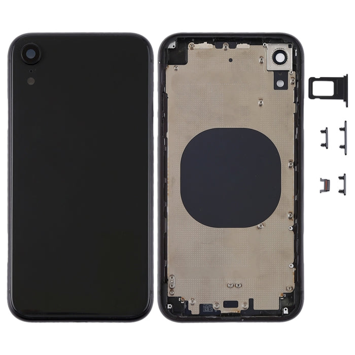 Cubierta de carcasa trasera con lente de cámara, bandeja para tarjeta SIM y teclas laterales para iPhone XR, For iPhone XR (with Side Keys)