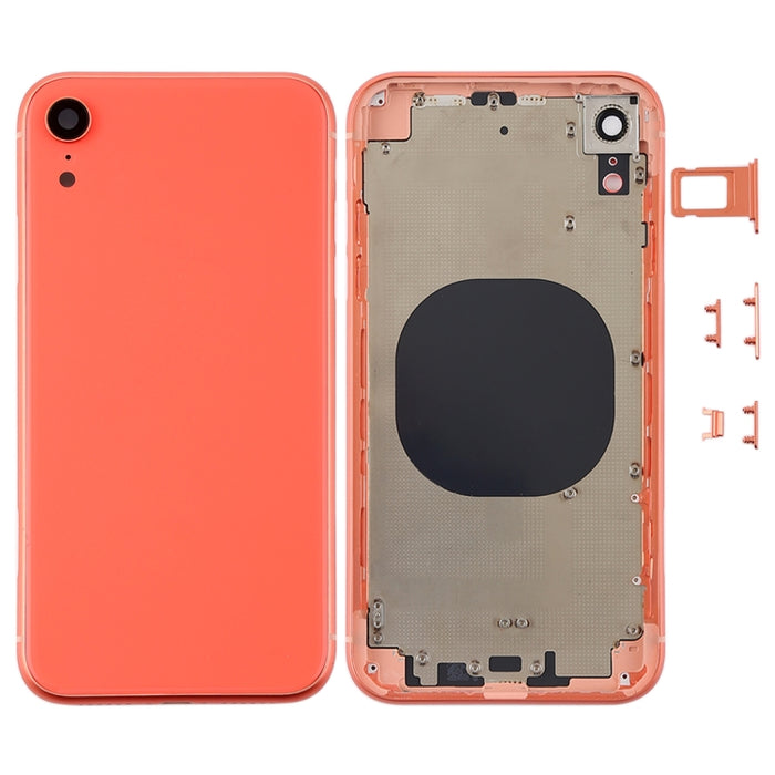 Cubierta de carcasa trasera con lente de cámara, bandeja para tarjeta SIM y teclas laterales para iPhone XR, For iPhone XR (with Side Keys)