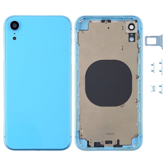 Cubierta de carcasa trasera con lente de cámara, bandeja para tarjeta SIM y teclas laterales para iPhone XR, For iPhone XR (with Side Keys)
