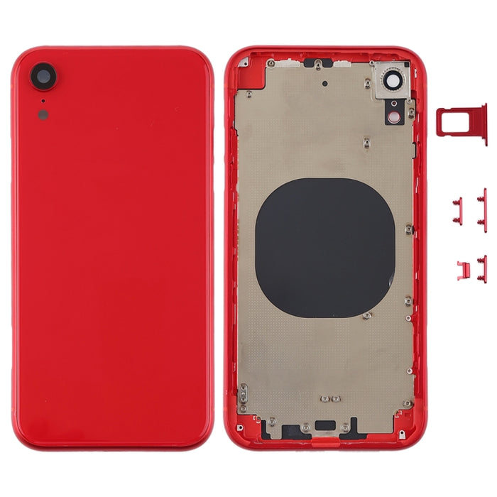 Cubierta de carcasa trasera con lente de cámara, bandeja para tarjeta SIM y teclas laterales para iPhone XR, For iPhone XR (with Side Keys)