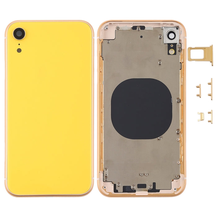 Cubierta de carcasa trasera con lente de cámara, bandeja para tarjeta SIM y teclas laterales para iPhone XR, For iPhone XR (with Side Keys)