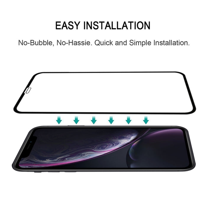 Para iPhone 11 / XR 9H 2.5D Película protectora de pantalla completa de fibra de carbono con pantalla de seda ultrafina