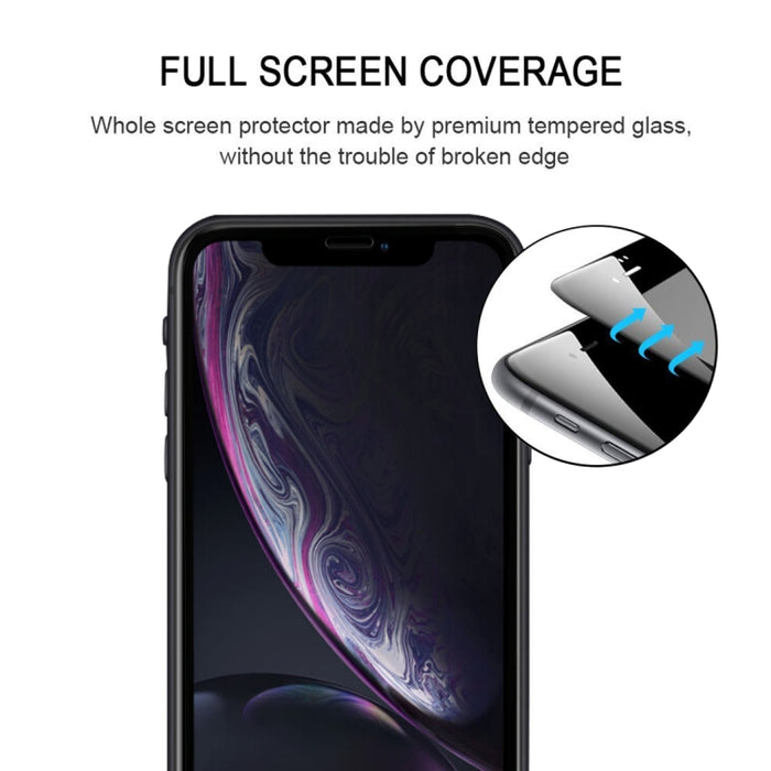 Para iPhone 11 / XR Película de vidrio templado de pantalla completa con estampado de seda y pegamento completo