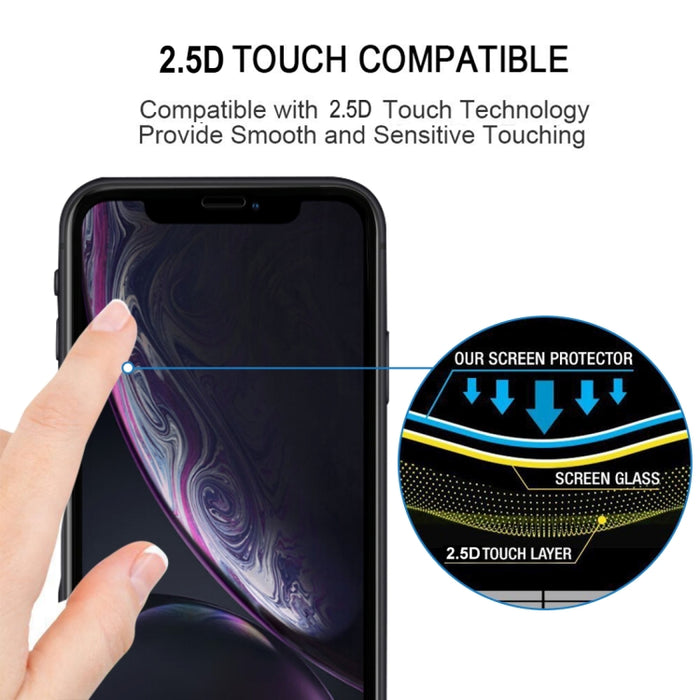 Para iPhone 11 / XR Película de vidrio templado de pantalla completa con estampado de seda y pegamento completo