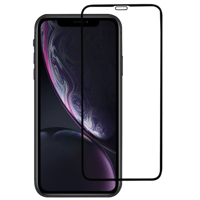 Para iPhone 11 / XR Película de vidrio templado de pantalla completa con estampado de seda y pegamento completo