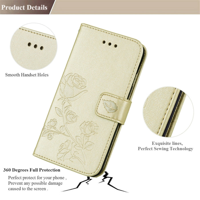 Para iPhone XR Funda de cuero PU con tapa horizontal en relieve rosa, con soporte, ranuras para tarjetas y billetera