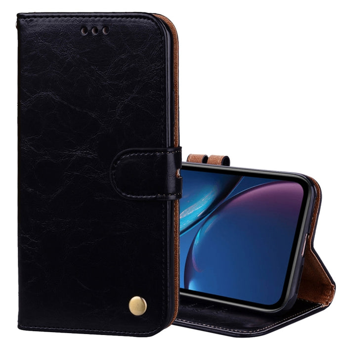 Para iPhone XR Funda de cuero con tapa horizontal con textura de cera de aceite de estilo empresarial con soporte, ranuras para tarjetas y billetera