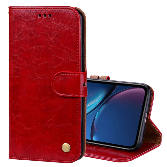 Para iPhone XR Funda de cuero con tapa horizontal con textura de cera de aceite de estilo empresarial con soporte, ranuras para tarjetas y billetera