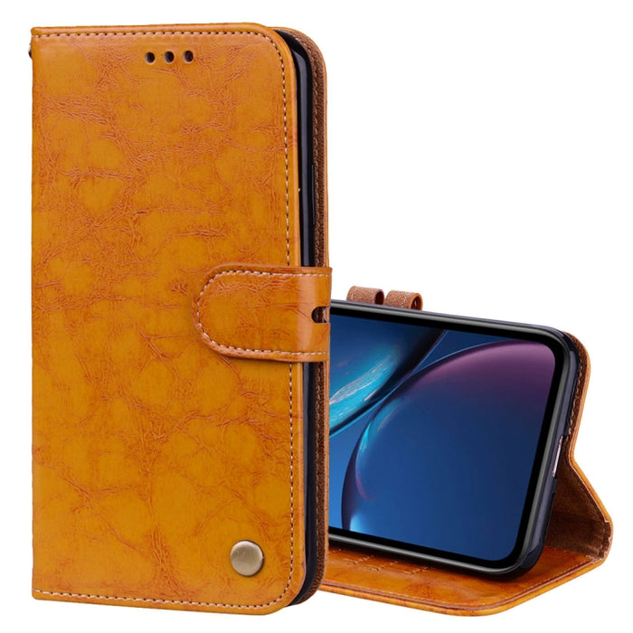 Para iPhone XR Funda de cuero con tapa horizontal con textura de cera de aceite de estilo empresarial con soporte, ranuras para tarjetas y billetera