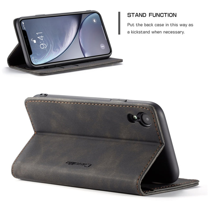 Para iPhone XR CaseMe-013 Funda de cuero con tapa horizontal esmerilada retro multifuncional con ranura para tarjeta, soporte y billetera