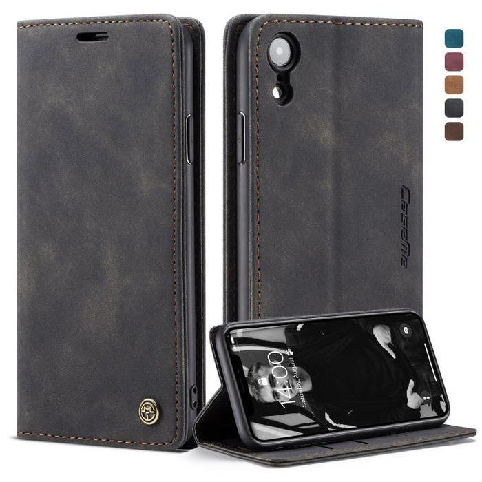 Para iPhone XR CaseMe-013 Funda de cuero con tapa horizontal esmerilada retro multifuncional con ranura para tarjeta, soporte y billetera