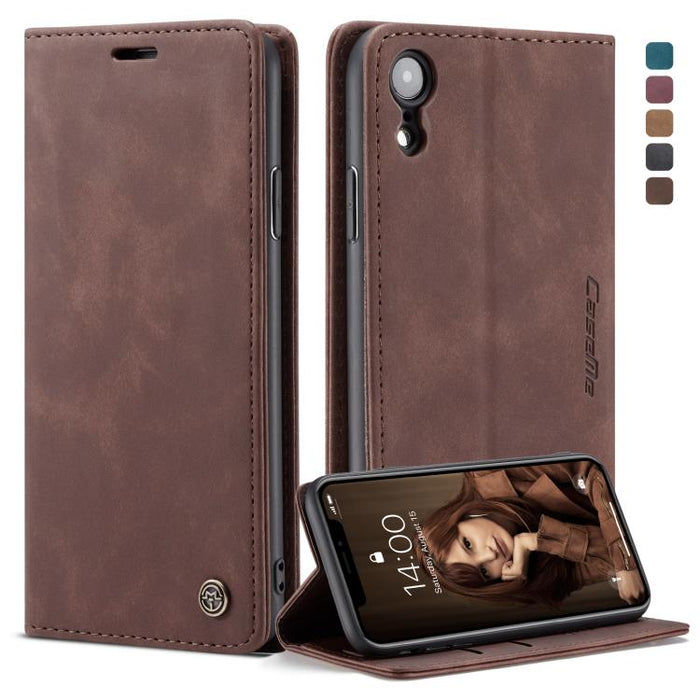 Para iPhone XR CaseMe-013 Funda de cuero con tapa horizontal esmerilada retro multifuncional con ranura para tarjeta, soporte y billetera