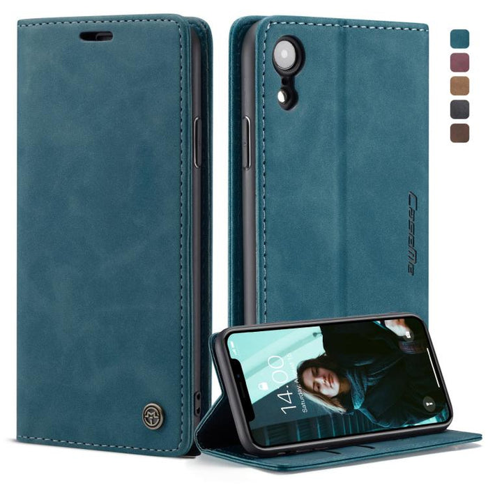 Para iPhone XR CaseMe-013 Funda de cuero con tapa horizontal esmerilada retro multifuncional con ranura para tarjeta, soporte y billetera