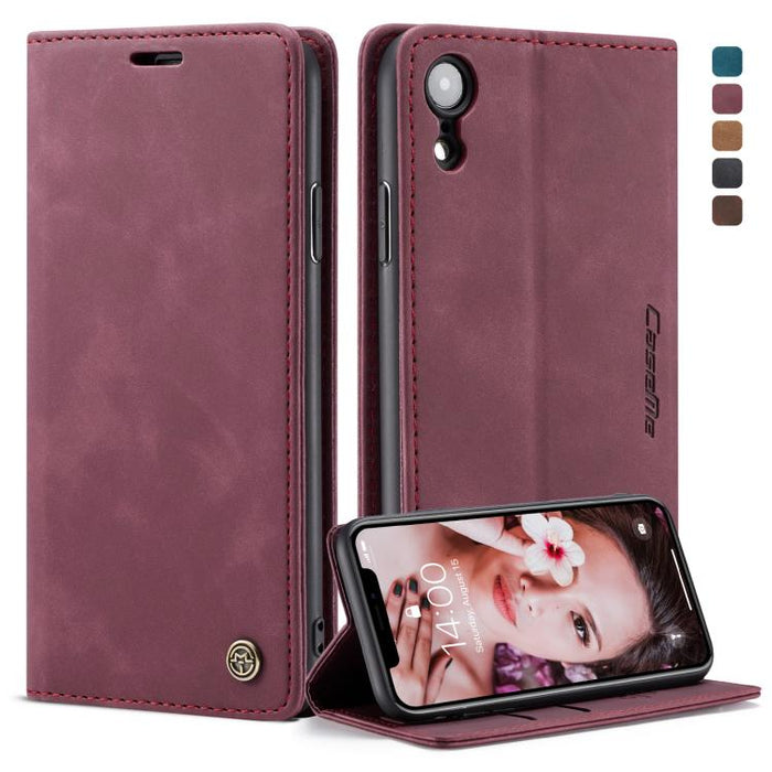 Para iPhone XR CaseMe-013 Funda de cuero con tapa horizontal esmerilada retro multifuncional con ranura para tarjeta, soporte y billetera