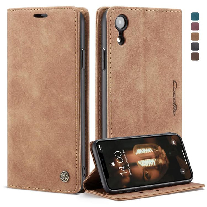 Para iPhone XR CaseMe-013 Funda de cuero con tapa horizontal esmerilada retro multifuncional con ranura para tarjeta, soporte y billetera