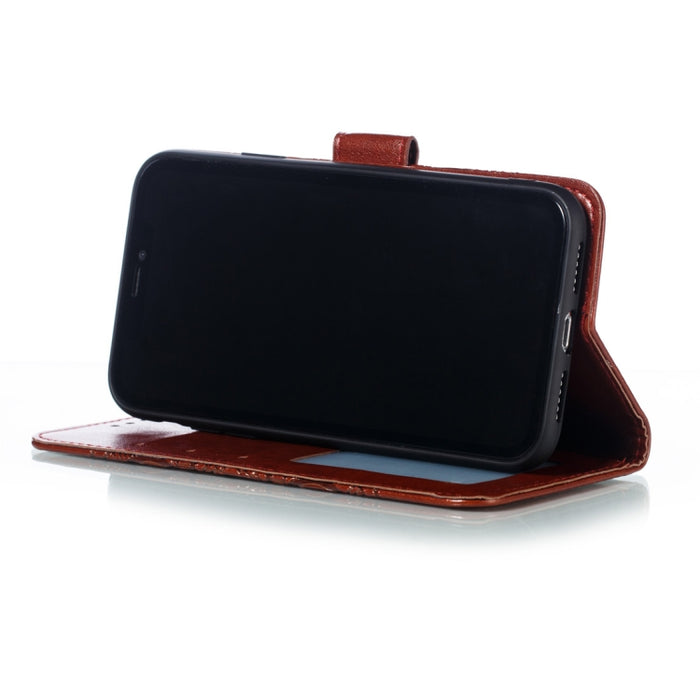 Para iPhone XR Funda de cuero con tapa horizontal con patrón de relieve de mandala con soporte, ranuras para tarjetas, billetera y marco de fotos