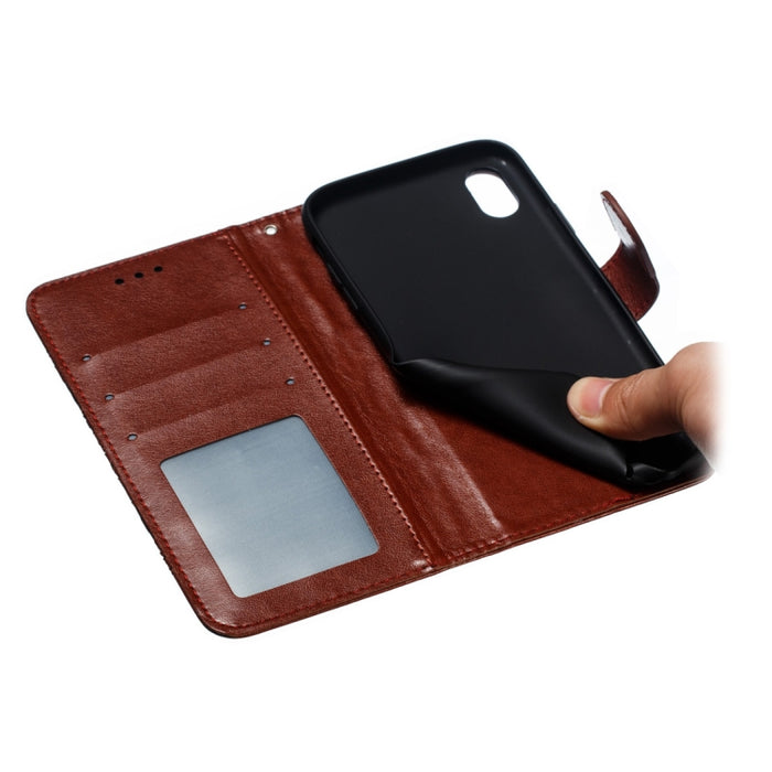 Para iPhone XR Funda de cuero con tapa horizontal con patrón de relieve de mandala con soporte, ranuras para tarjetas, billetera y marco de fotos