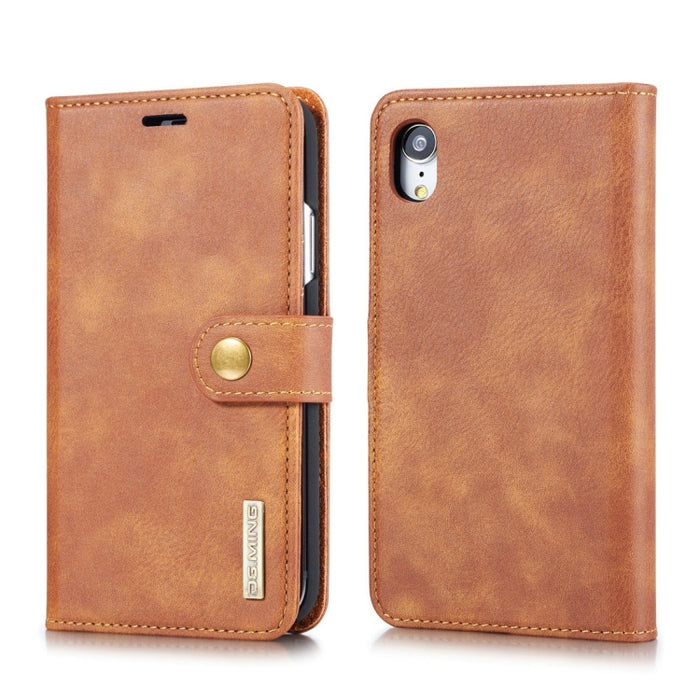 Para iPhone XR DG.MING Crazy Horse Texture Flip Funda de cuero magnética desmontable con soporte, ranuras para tarjetas y billetera