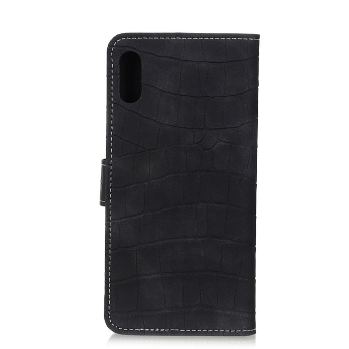 Para iPhone XR Funda de cuero con tapa horizontal con textura de cocodrilo con soporte, billetera, ranuras para tarjetas y marco de fotos