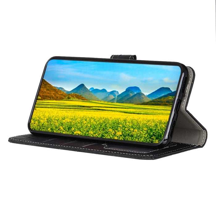 Para iPhone XR Funda de cuero con tapa horizontal con textura de cocodrilo con soporte, billetera, ranuras para tarjetas y marco de fotos