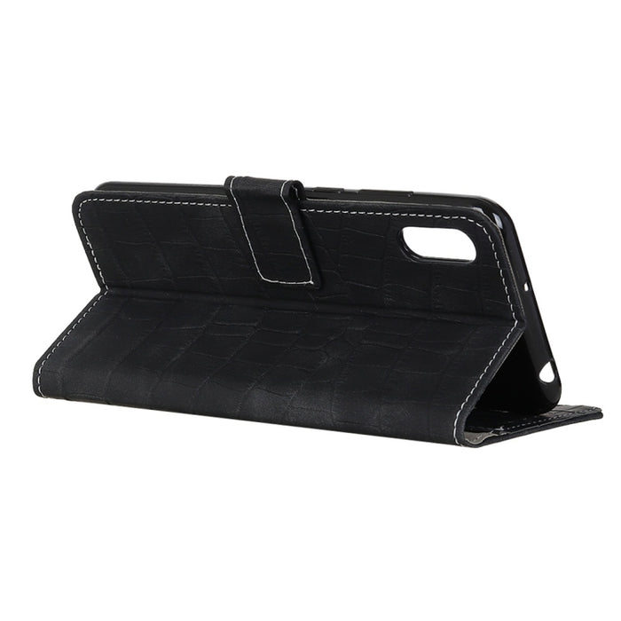 Para iPhone XR Funda de cuero con tapa horizontal con textura de cocodrilo con soporte, billetera, ranuras para tarjetas y marco de fotos