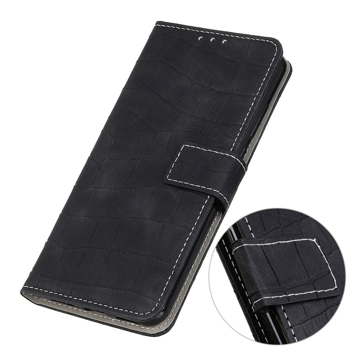 Para iPhone XR Funda de cuero con tapa horizontal con textura de cocodrilo con soporte, billetera, ranuras para tarjetas y marco de fotos