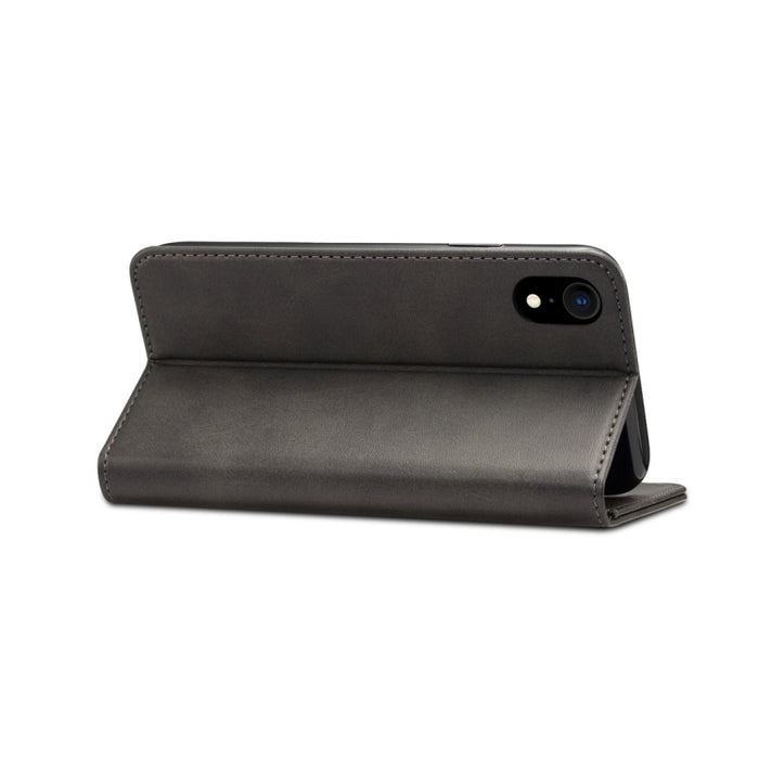 Para iPhone XR Suteni Funda de cuero con tapa horizontal con textura de becerro con soporte, ranuras para tarjetas y billetera