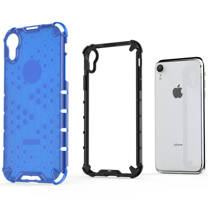 Para iPhone XR Funda protectora Honeycomb PC + TPU a prueba de golpes