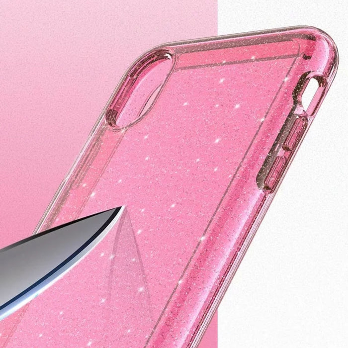 Para iPhone XR Funda protectora en polvo con purpurina estilo Terminator a prueba de golpes