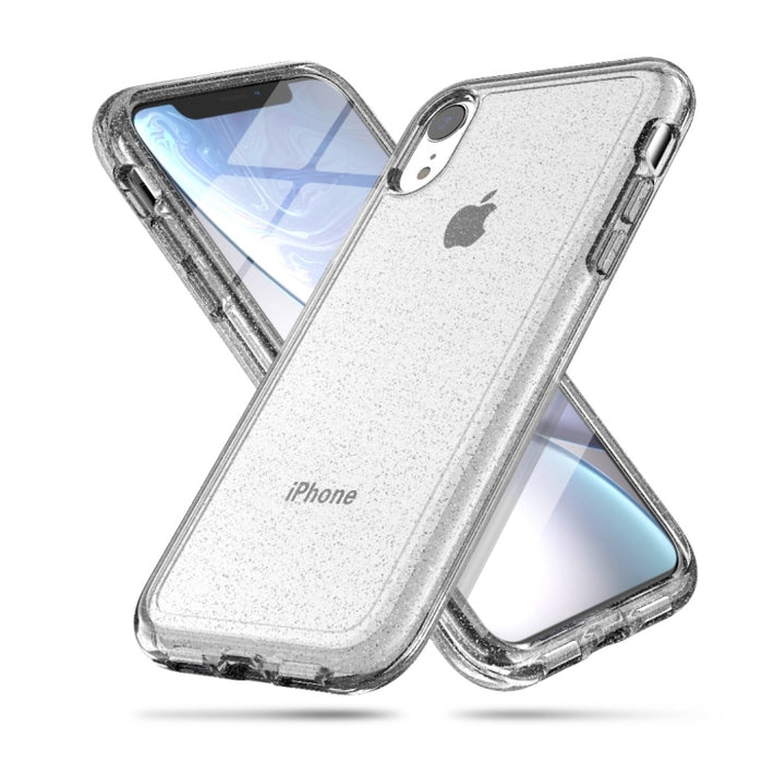 Para iPhone XR Funda protectora en polvo con purpurina estilo Terminator a prueba de golpes