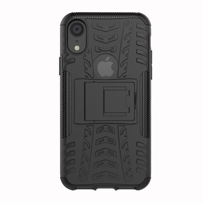 Para iPhone XR Tire Texture TPU + PC Funda a prueba de golpes con soporte