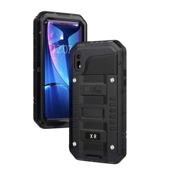 Para iPhone XR Impermeable A prueba de polvo A prueba de golpes Aleación de zinc + Funda de silicona