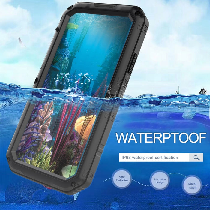 Para iPhone XR Impermeable A prueba de polvo A prueba de golpes Aleación de zinc + Funda de silicona