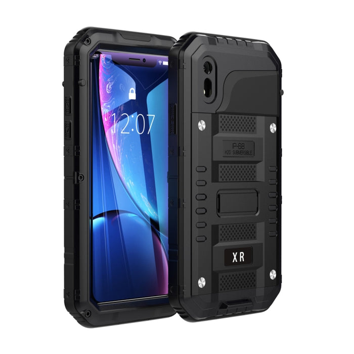 Para iPhone XR Impermeable A prueba de polvo A prueba de golpes Aleación de zinc + Funda de silicona