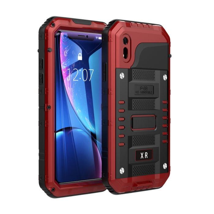 Para iPhone XR Impermeable A prueba de polvo A prueba de golpes Aleación de zinc + Funda de silicona