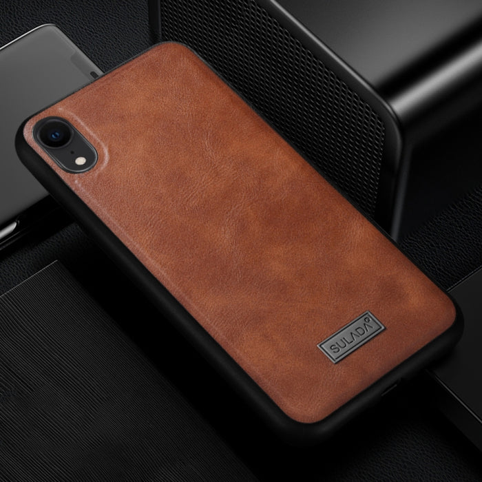 Para iPhone XR SULADA TPU a prueba de golpes + Funda de cuero hecha a mano