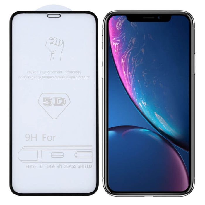 Para iPhone XR 9H 5D Película de vidrio templado de pantalla completa con pegamento completo