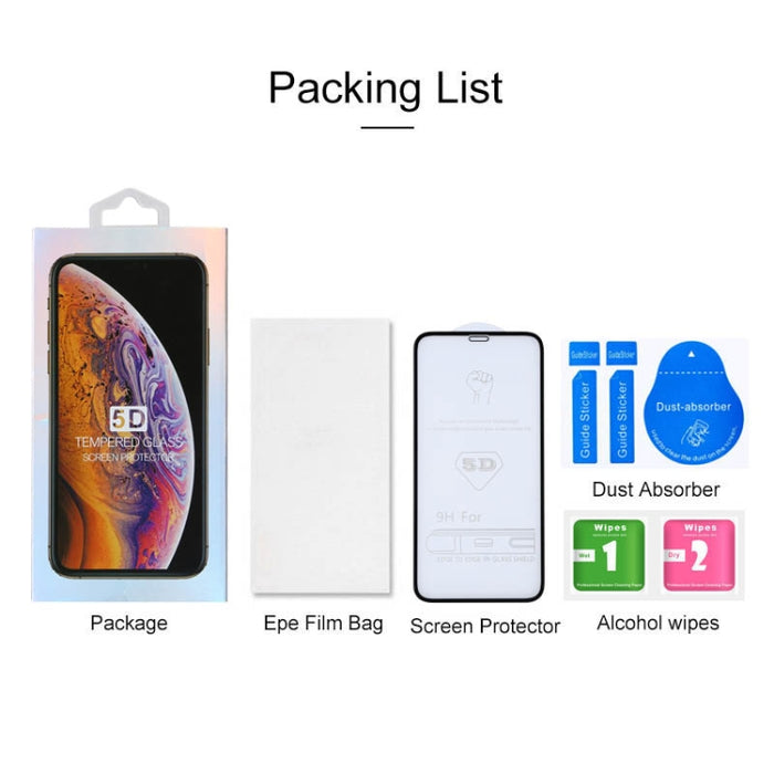 Para iPhone XR 9H 5D Película de vidrio templado de pantalla completa con pegamento completo