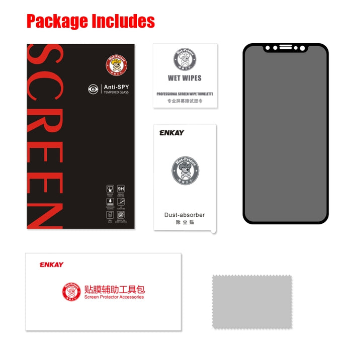 Para iPhone 11 / XR ENKAY Hat-Prince 0.26mm 9H 6D Película de vidrio templado de pantalla completa antideslumbrante de privacidad