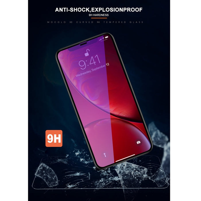 Para iPhone 11 / XR mocolo 0.33mm 9H 3D Película de vidrio templado anti-rayos azules con borde redondo