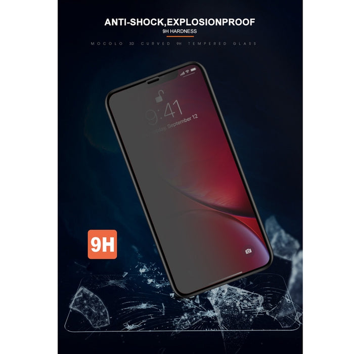 Para iPhone 11 / XR mocolo 0.33mm 9H 3D Película de vidrio templado antideslumbrante de privacidad con borde redondo