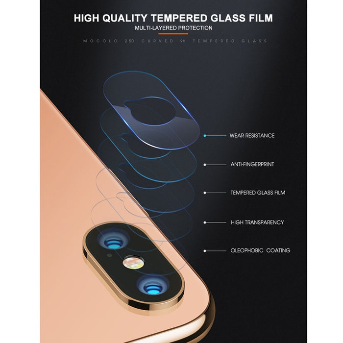 Para iPhone XR mocolo 0.15mm 9H 2.5D Lente de cámara trasera de borde redondo Película de vidrio templado