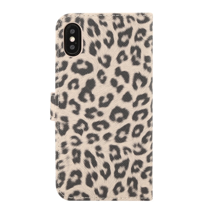 Para iPhone XS Funda de cuero con tapa horizontal con patrón de leopardo con soporte y ranuras para tarjetas