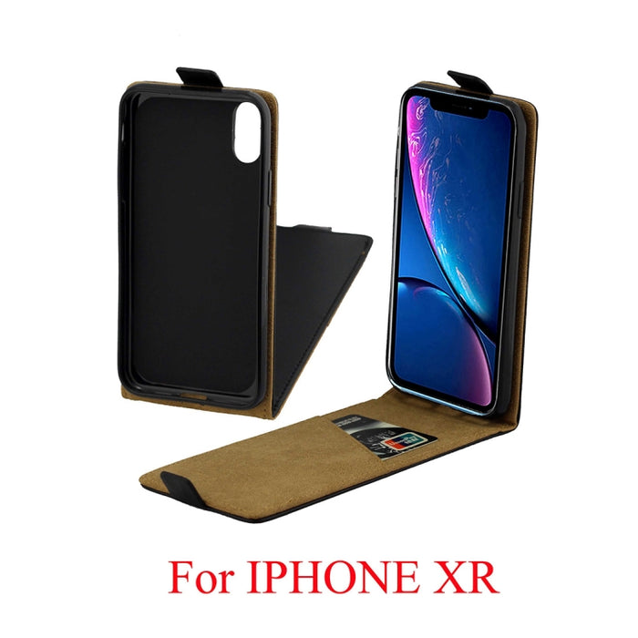 Para iPhone XR Funda de cuero de TPU con tapa vertical estilo empresarial con ranura para tarjeta